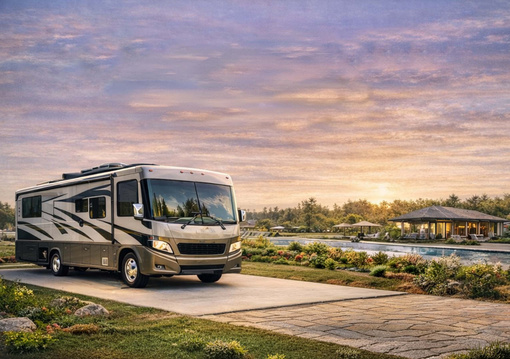 RV site at sunset